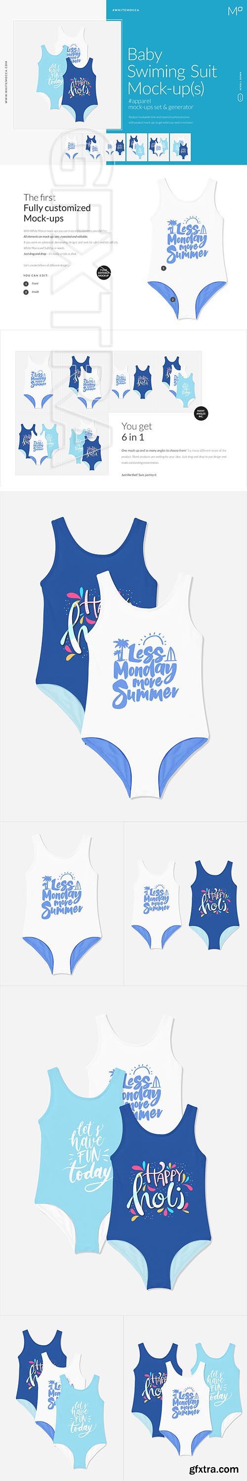CreativeMarket - Baby Swimming Suit Mock-ups Set 4544243