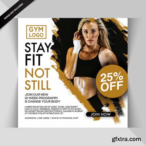 Gym fitness instagram post or square flyer template Premium Psd