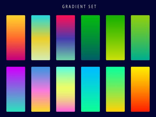 Vibrant colorful gradients swatches set For Ui Kits & Web Design