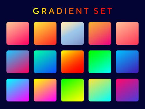 Vibrant gradients swatches for ui kits and web design
