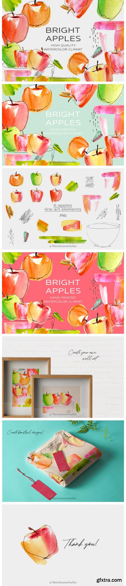 Watercolor Apple Clipart, Bright Apples 2960260
