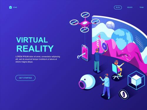 Virtual Reality Isometric Landing Page Template
