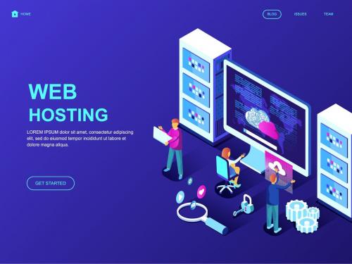 Web Hosting Isometric Landing Page Template