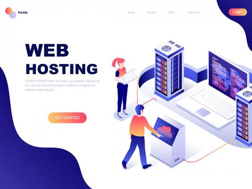 Web Hosting Isometric Landing Page Template