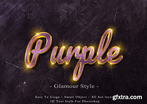 3d purple glamour text style effect Premium Psd