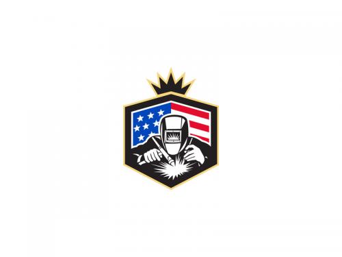 Welder Arc Welding USA Flag Crest Retro