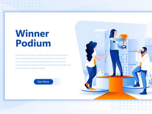 Winner Podium Flat Landing Page Header