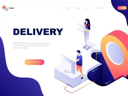 Worldwide Delivery Isometric Landing Page Template
