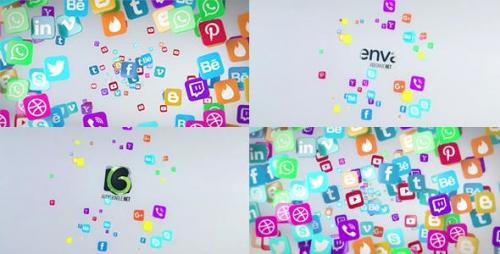 Videohive - Social Media Flying Icons Logo Reveal - 20672963