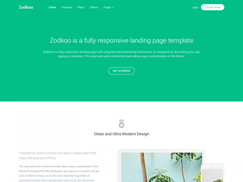 Zodkoo - Responsive Landing Page Template