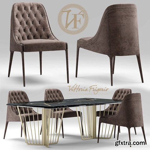 Vittoria Frigerio Table and chair - Poggi High capitonne