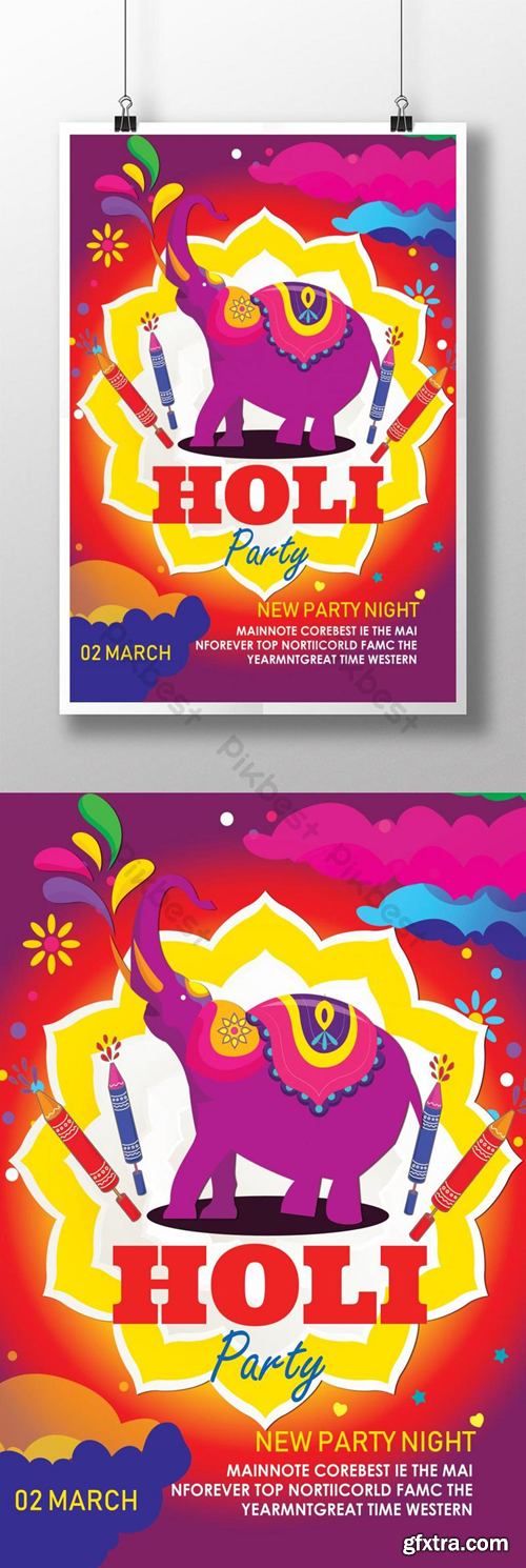 Gradient Style Holi Poster Template Template PSD