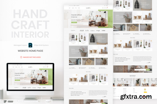 Hand craft interior website home page template Premium Psd