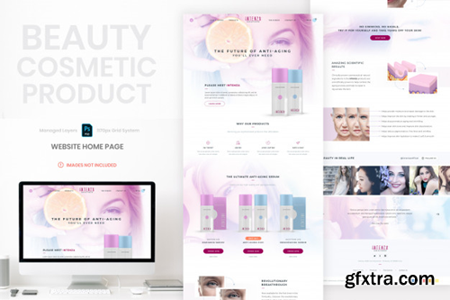 Beauty cosmetic product website home page template Premium Psd