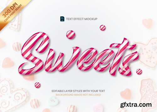 Striped pink candy cane logo text effect psd template. Premium Psd