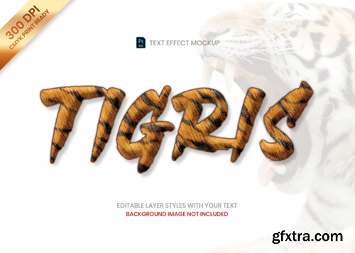 Tiger striped fur animal pattern text effect psd template. Premium Psd