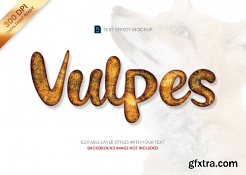 Brown fox fur animal pattern text effect psd template. Premium Psd