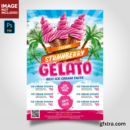 Ice cream store flyer template Premium Psd
