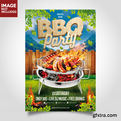 Bbq barbeque music party flyer template Premium Psd