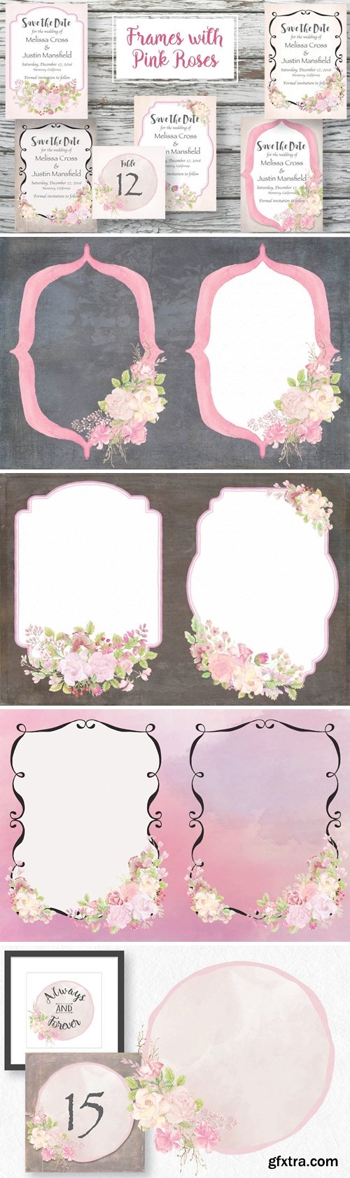 Frames with Pink Roses