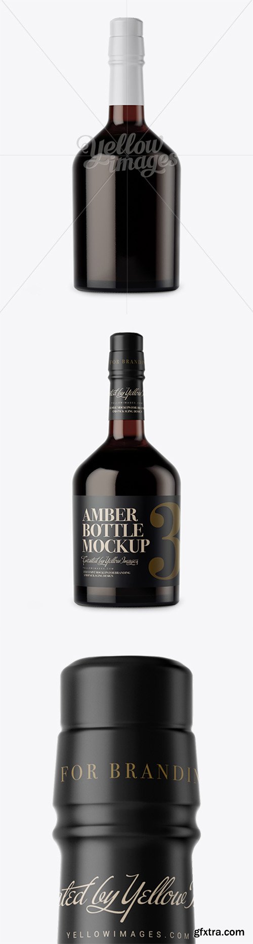 Dark Amber Glass Bottle Mockup 14562