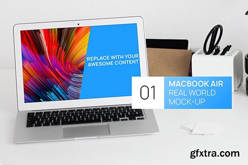 MacBook Air White Office Desk Real World Mock-up