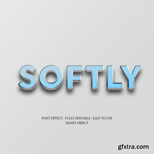 3d blue softly text effect Premium Psd