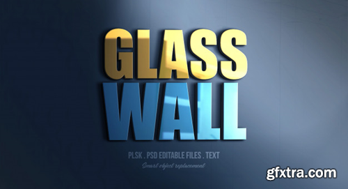 Glass wall 3d text style effect mockup Premium Psd