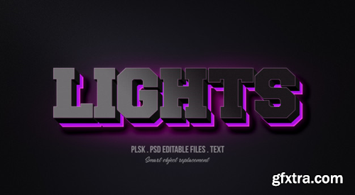 Lights 3d text style effect mockup Premium Psd