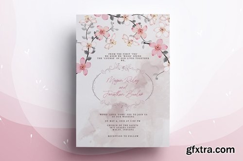 Flower Blossom Wedding Invitation Card