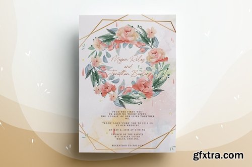 Floral Wreath Wedding Invitation Card