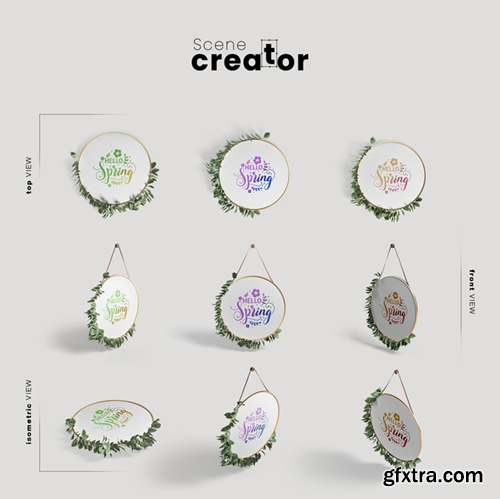 Home frame view of spring scene creator Free Psd