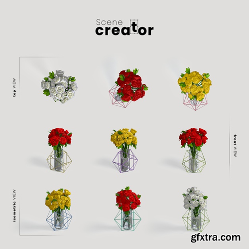 Flower vase view of spring scene creator Free Psd