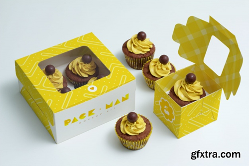 Cupcake box mock up design Premium Psd