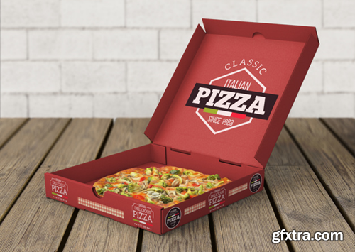 Open pizza box mockup Free Psd