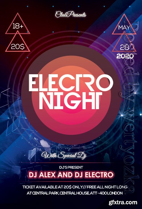 Electro Night - Premium flyer psd template