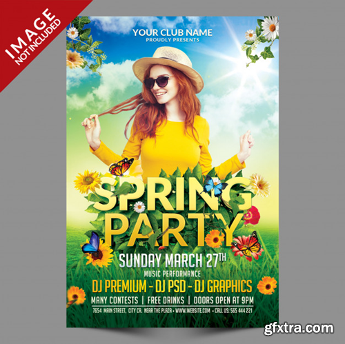 Spring party flyer psd template Premium Psd
