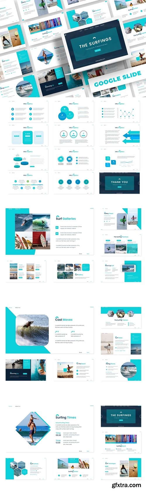 The Surfing Powerpoint, Keynote and Google Slides Templates