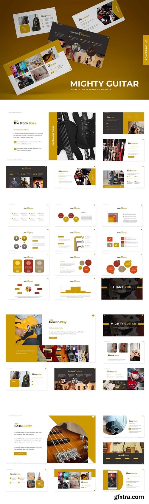 Mighty Guitar Powerpoint, Keynote and Google Slides Templates