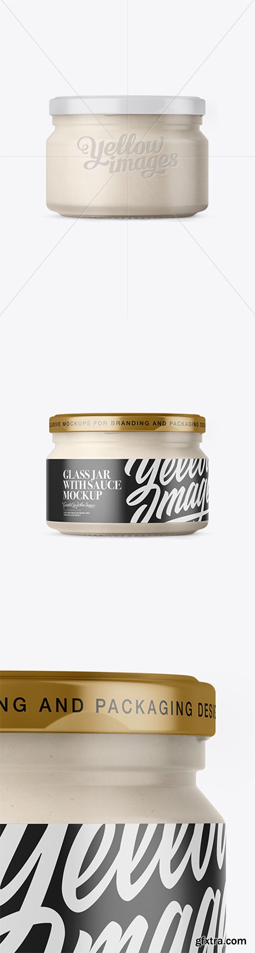 250ml Clear Glass Jar With Garlic Sauce Mockup - Front View 19457