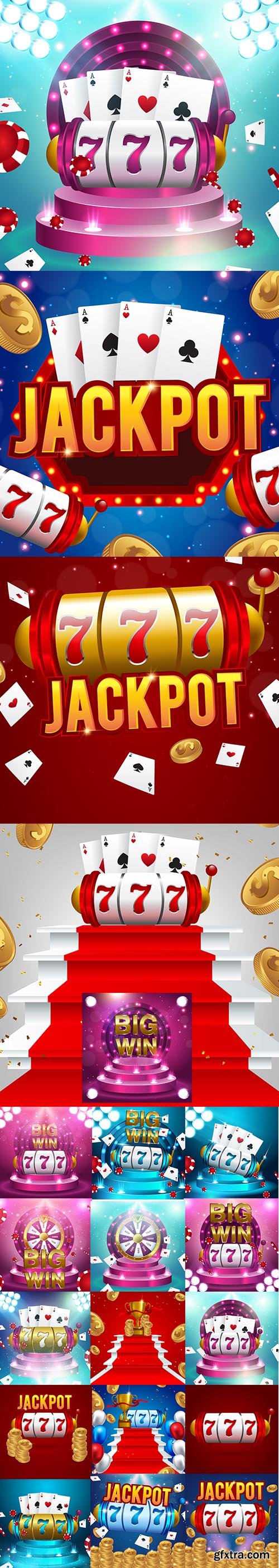 Big Win Slots 777 Banner Casino Concept Set