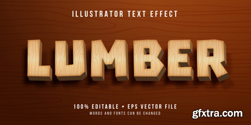 Editable text effect - wooden style Premium Vector