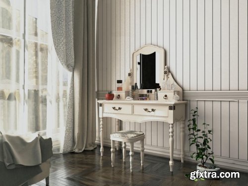 European dressing table / Cosmetic Set / Potted Plant combination