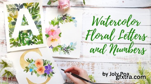 Watercolor Floral Letters and Numbers