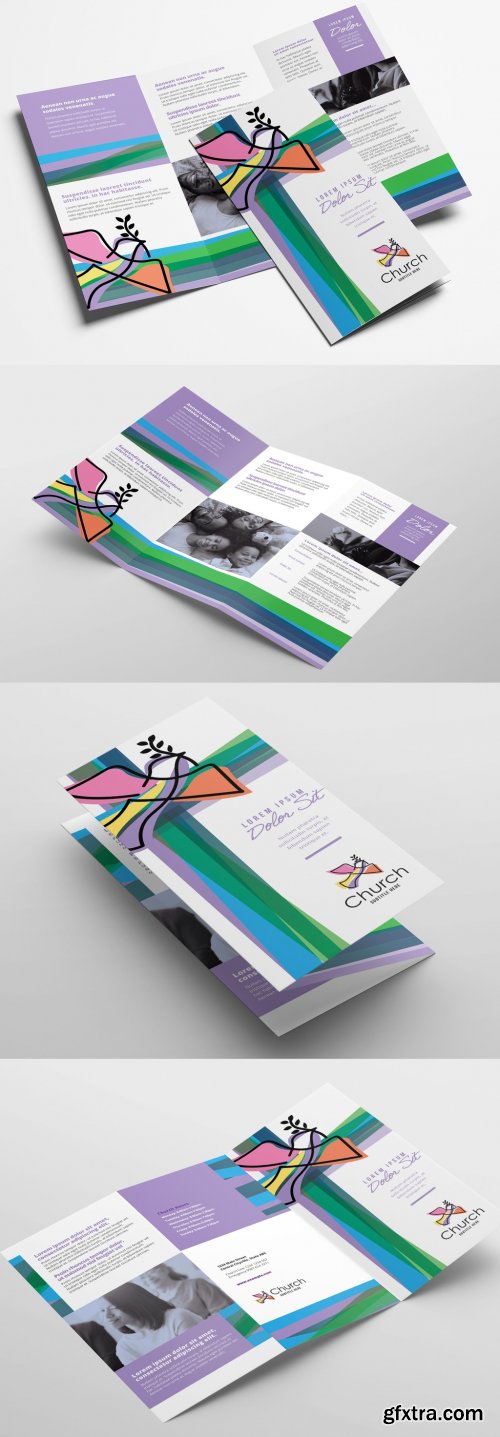 Modern Church Trifold Brochure Layout 324308326