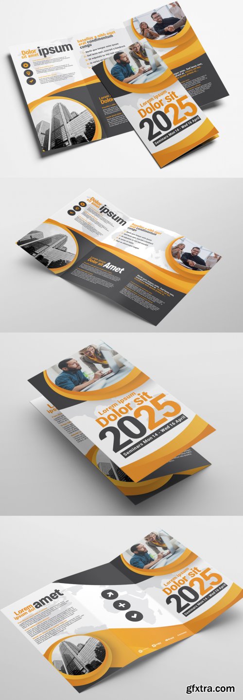 Trifold Brochure Layout with Modern Corporate Theme 324308174