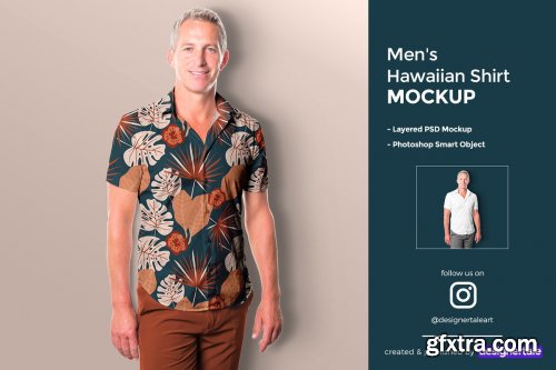 CreativeMarket - Men\'s Hawaiian Shirt Mockup 4465659