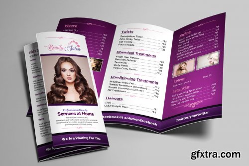 CreativeMarket - Beauty Salon Trifold Brochure 4443143