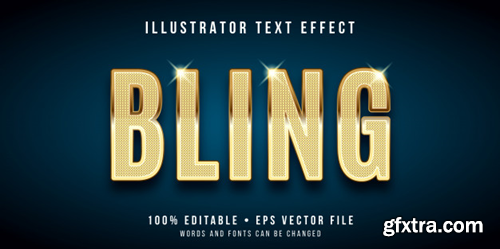 Editable text effect - bling style Premium Vector