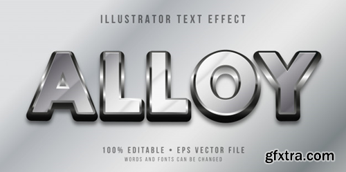 Editable text effect - metal style Premium Vector